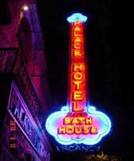 Palace Hotel Neon Sign at Night Eureka Springs AR